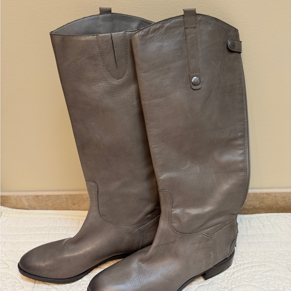 Stylish Sam Edelman Tall Gray Leather Boots